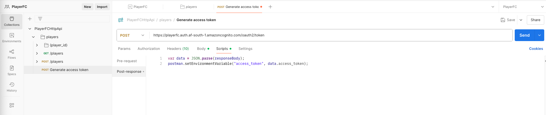 JavaScript to update access_token environment variable